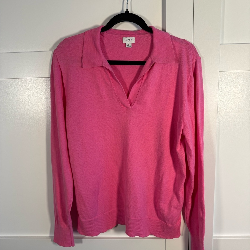 J. Crew Vibrant Pink V-Neck Sweater
